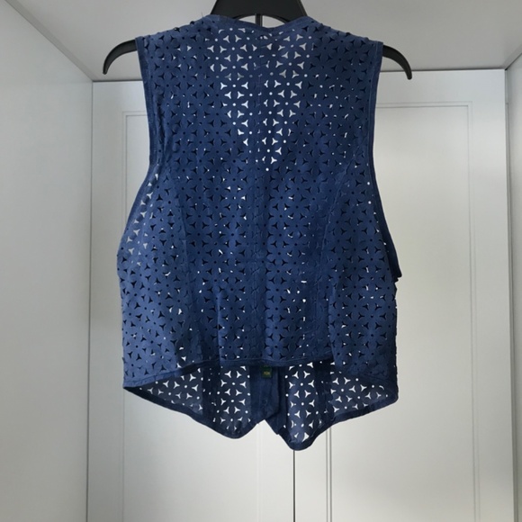 Vintage Danier Leather Suede Long High Waisted Pencil Skirt & Vest Blue M /10 - Picture 6 of 16